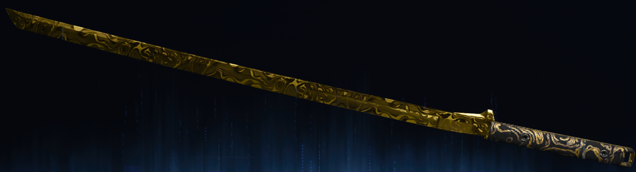 Rendu du camouflage Damas doré sur Katana
