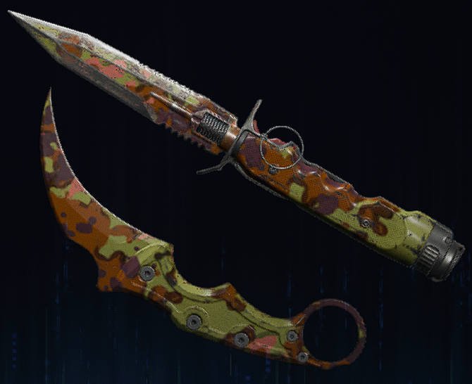 Rendu du camouflage Automne sur Couteau balistique