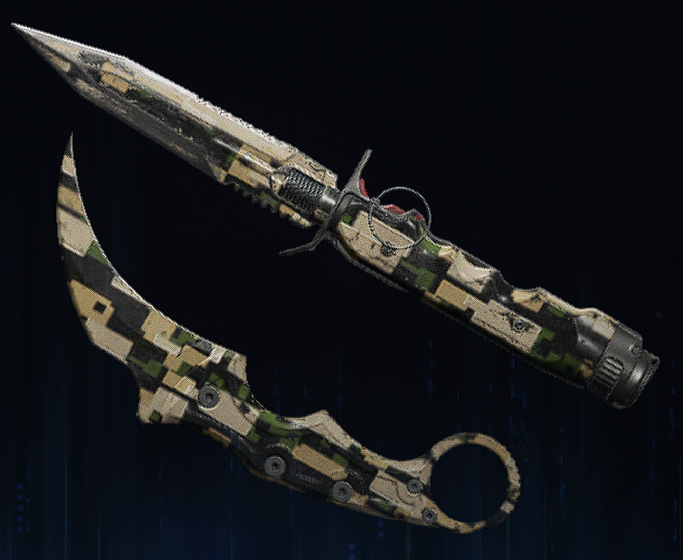 Rendu du camouflage Forêt numérique sur Couteau balistique