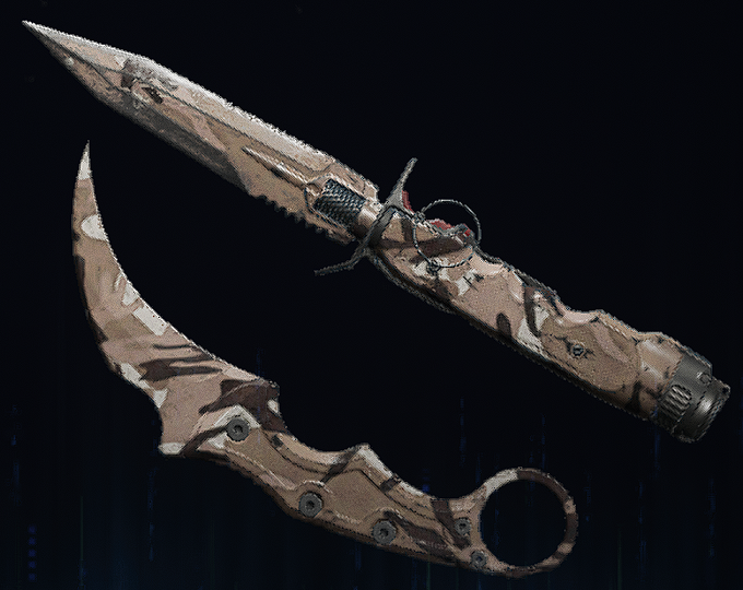 Rendu du camouflage Aride sur Couteau balistique