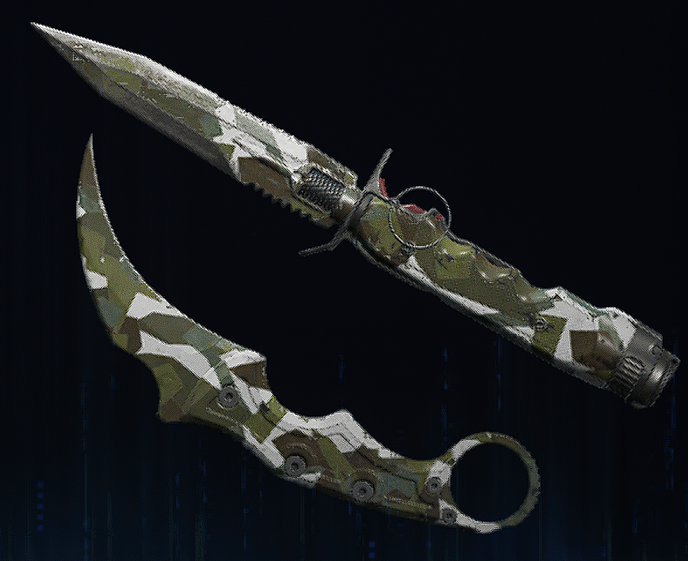 Rendu du camouflage Neige sur Couteau balistique