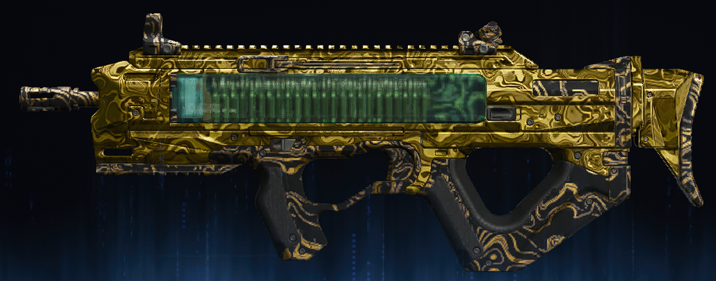 Rendu du camouflage Damas doré sur Carbon 57